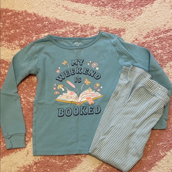 Carter's Teal 'My Weekend is Booked' Pajama Set - Picture 1 of 3